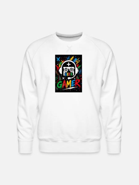 Gamer Geek Neon Splash - Men's Premium Sweatshirt - white