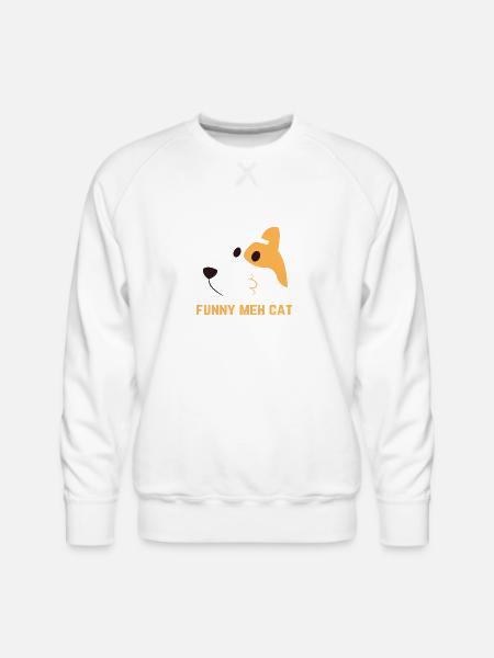 Funny Meh Cat Birthday - Men's Premium Sweatshirt - white