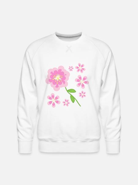 pink flowers pattern - Men's Premium Sweatshirt - white