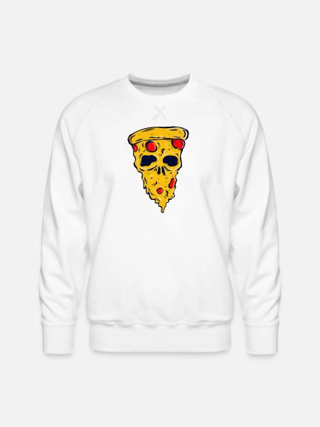 Neon Skull Pizza Slice - Men's Premium Sweatshirt - white