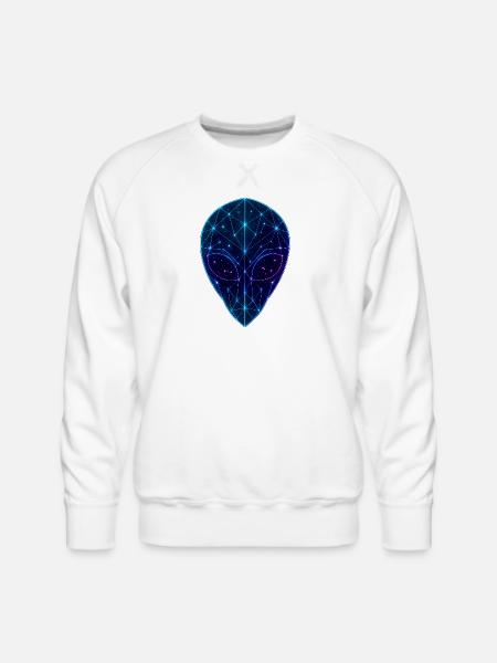 Neon Geometric Alien Face - Men's Premium Sweatshirt - white