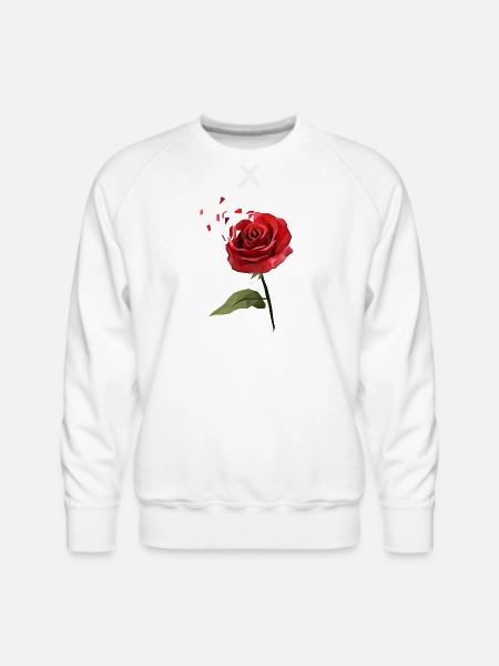 Low-Poly Rose Bloom Tee - Men's Premium Sweatshirt - white