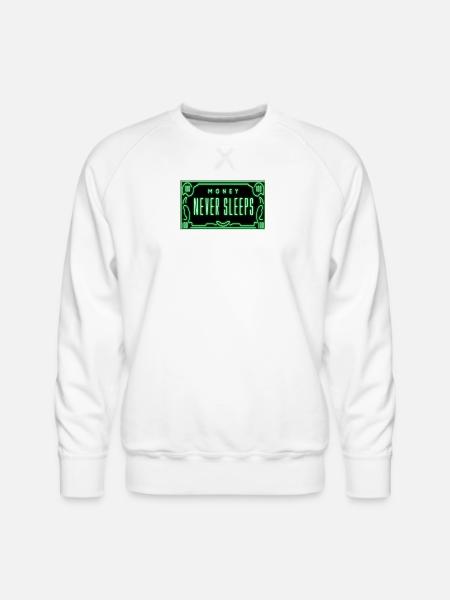 Neon Money Never Sleeps Sign - Men's Premium Sweatshirt - white