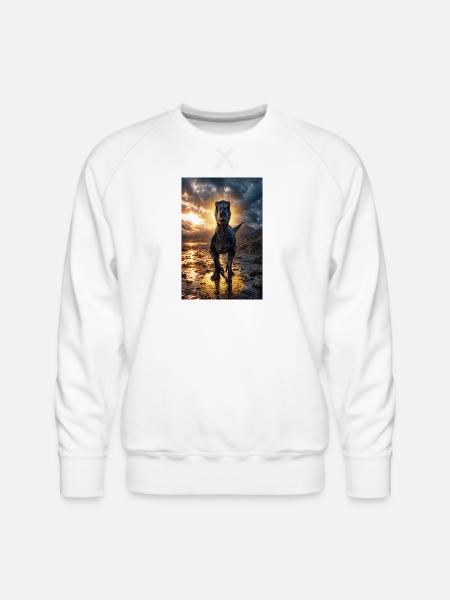 Dino at Sunset Shore - Men's Premium Sweatshirt - white