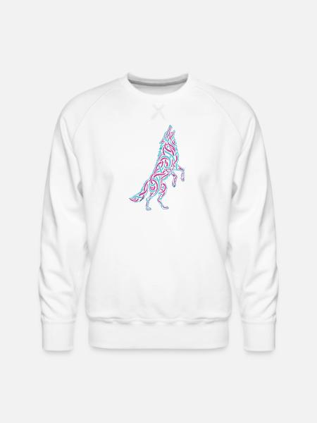 Howling Wolf Calligraffiti - Men's Premium Sweatshirt - white