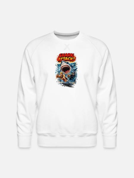Shark Attack Retro Comic Splash - Men's Premium Sweatshirt - white