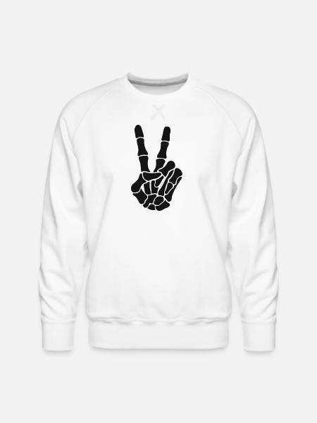 Skeleton Hand Rock On Silhouette - Men's Premium Sweatshirt - white