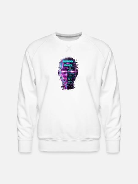 Neon Prompts AI Head - Men's Premium Sweatshirt - white