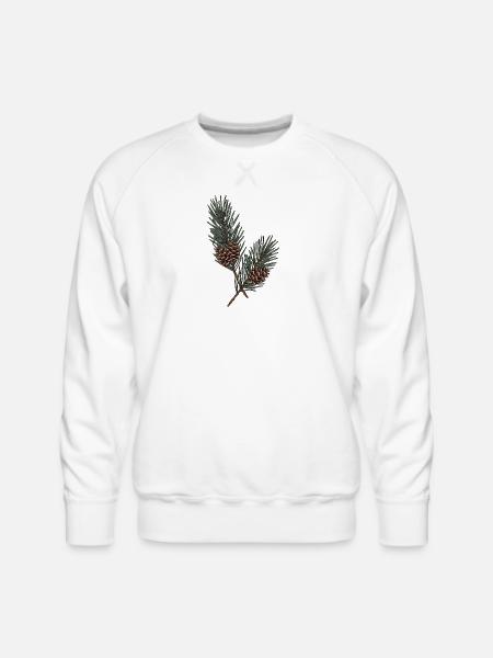 Evergreen Pinecone Sprigs - Men's Premium Sweatshirt - white