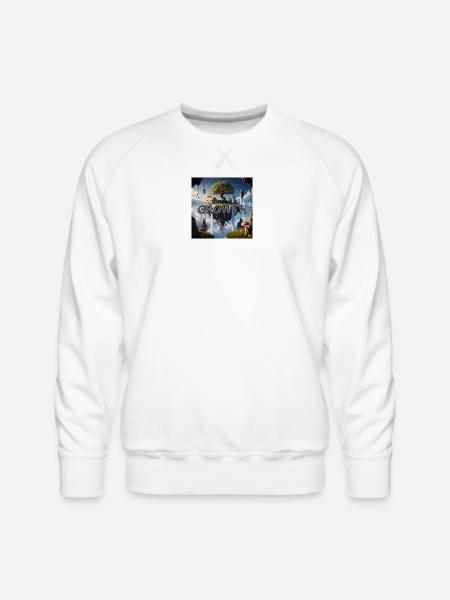 Floating Island Growth Illustration - Men's Premium Sweatshirt - white
