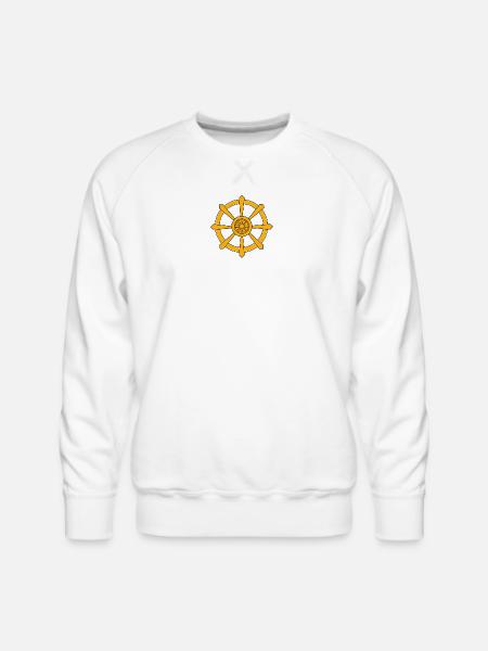 Golden Ship Wheel Emblem - Men's Premium Sweatshirt - white