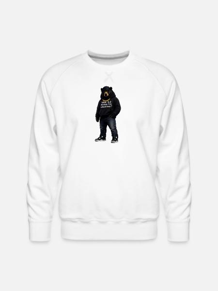Midnight Bear Hoodie Pun - Men's Premium Sweatshirt - white