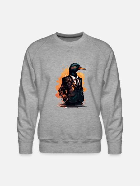 Suit wearing Duck - Men's Premium Sweatshirt - heather grey