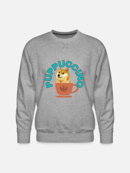 PUPPUCCINO, FUNNY COFFEE DOG - Men's Premium Sweatshirt - heather grey