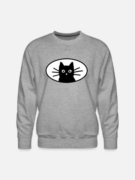 Black Cat Face - Men's Premium Sweatshirt - heather grey
