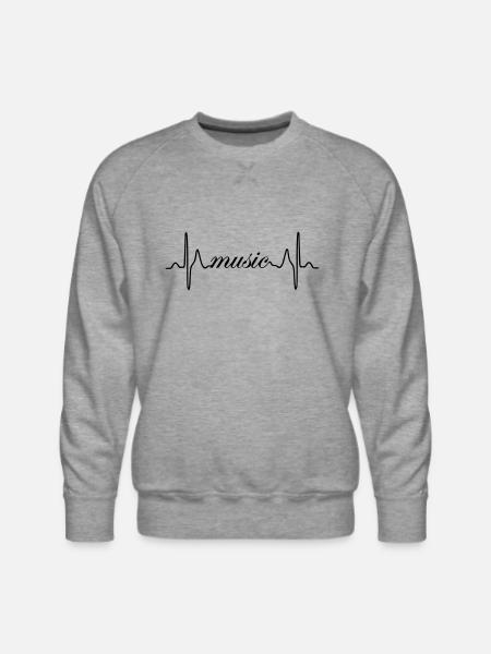 Music ECG heartbeat - Men's Premium Sweatshirt - heather grey