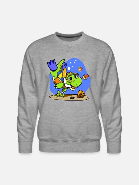 Scuba Dino - Men's Premium Sweatshirt - heather grey