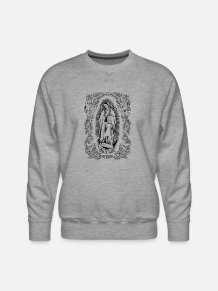 Notre-Dame de Guadalupe Vierge Marie Christian Gift - Mollton ras-du-cou Premium Homme - gris chiné