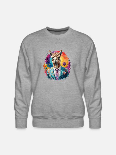 Alpaca in suit - Men's Premium Sweatshirt - heather grey