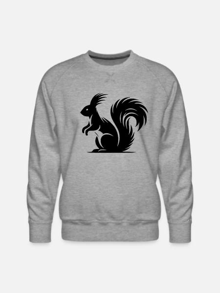 Squirrel Tattoo Style Drawing - Men's Premium Sweatshirt - heather grey