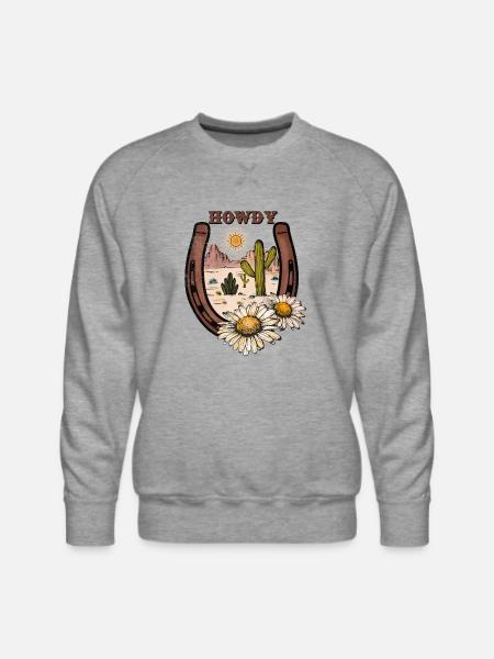 HOWDY -Desert Horseshoe - Men's Premium Sweatshirt - heather grey