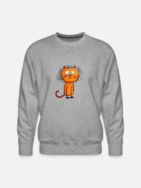 Funny Cat - Men's Premium Sweatshirt - heather grey