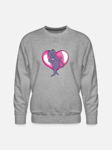 Russian Blue Cat in Love - Men's Premium Sweatshirt - heather grey