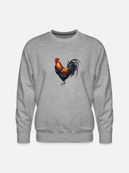 Rooster - "Cluck Commander" - Men's Premium Sweatshirt - heather grey