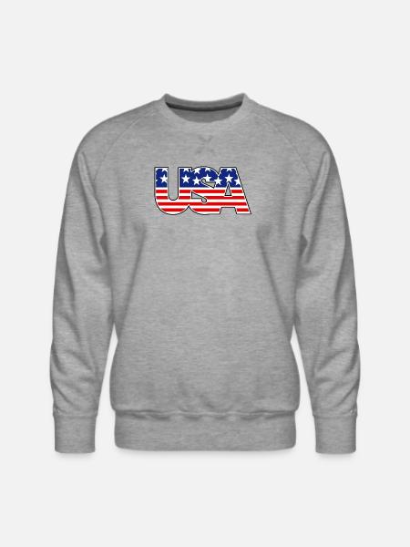 American Flag USA Logo - Men's Premium Sweatshirt - heather grey