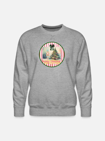 Nutcracker and Christmas Tree - Men's Premium Sweatshirt - heather grey