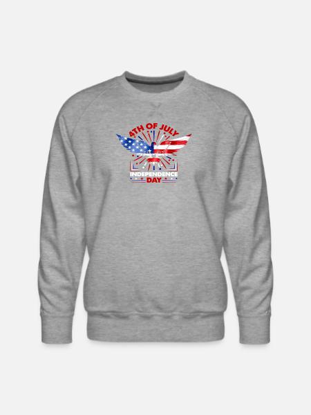 Star-Spangled Winged Eagle - Men's Premium Sweatshirt - heather grey