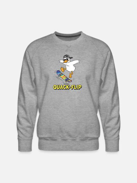Funny Duck Skater - Men's Premium Sweatshirt - heather grey