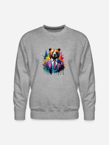 Bear in suit - Men's Premium Sweatshirt - heather grey