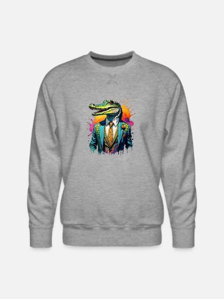 Crocodile in suit - Men's Premium Sweatshirt - heather grey