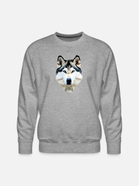 Husky Dog Polygon - Men's Premium Sweatshirt - heather grey
