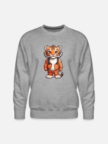 TIGER KING - Men's Premium Sweatshirt - heather grey