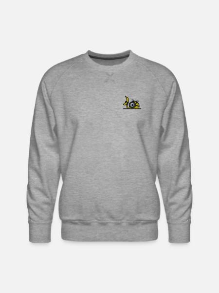 Minions Stuart Banana Embroidery - Men's Premium Sweatshirt - heather grey
