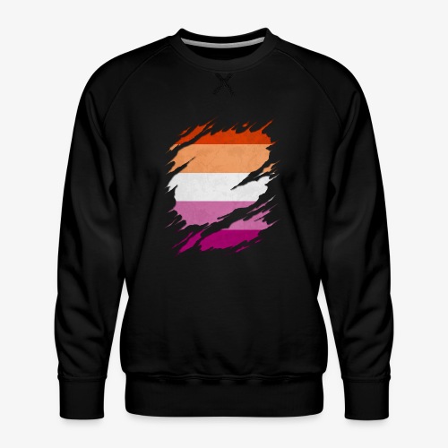 Lesbian Pride Flag Ripped Reveal - Men's Premium Sweatshirt
