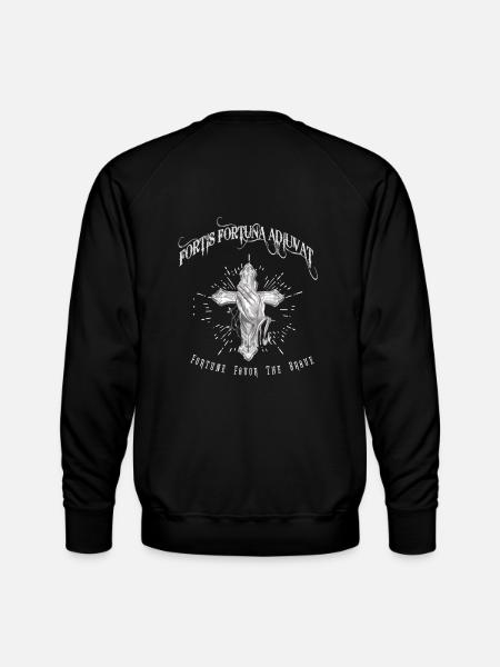 Fortis Fortuna Adiuvat - Cross and Hand Tattoo - Men's Premium Sweatshirt - black