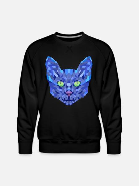 Blue cat face - Men's Premium Sweatshirt - black
