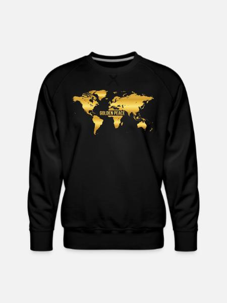 Golden Peace World Map - Men's Premium Sweatshirt - black