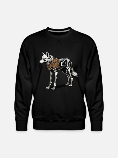 Wolf Skeleton Illustration - Men's Premium Sweatshirt - black