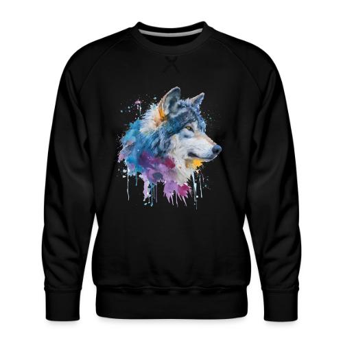 Splash-Art Wolf Head - Men's Premium Sweatshirt