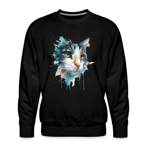 Watercolor cat face - Men's Premium Sweatshirt
