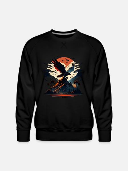 Golden eagle on snow mountain - Men's Premium Sweatshirt - black
