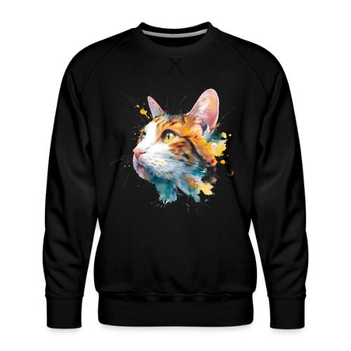 Cat: Feline Ink Burst - Men's Premium Sweatshirt