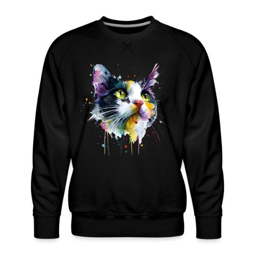 Cat: Painted Purr Expression - Men's Premium Sweatshirt