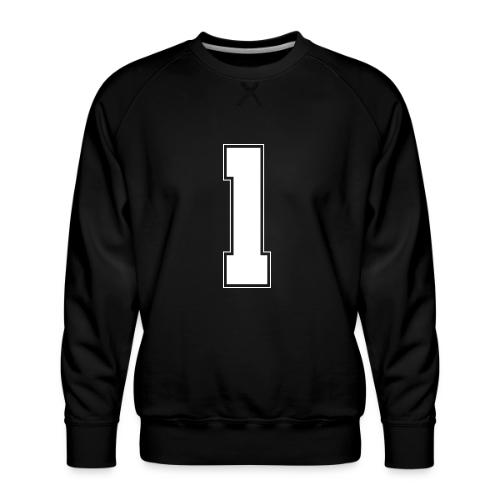 White Number 1 – Varsity Font - Men's Premium Sweatshirt