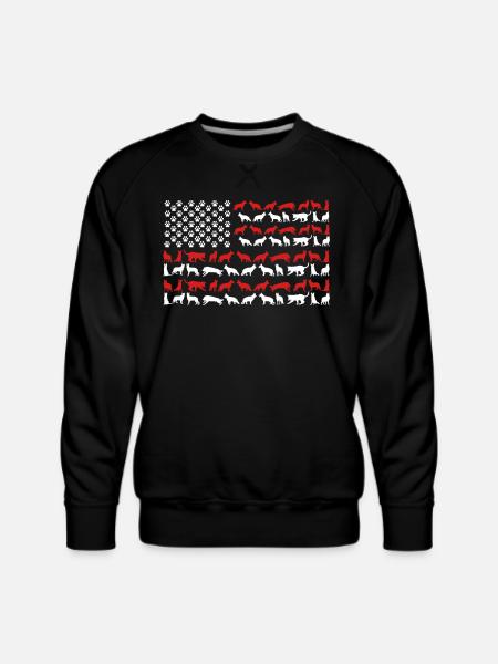 German Shepherd US FLAG - Men's Premium Sweatshirt - black
