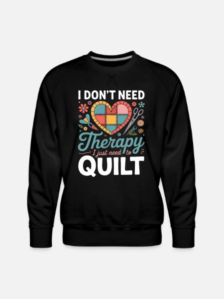 Therapy Quilt Heart Patch - Men's Premium Sweatshirt - black